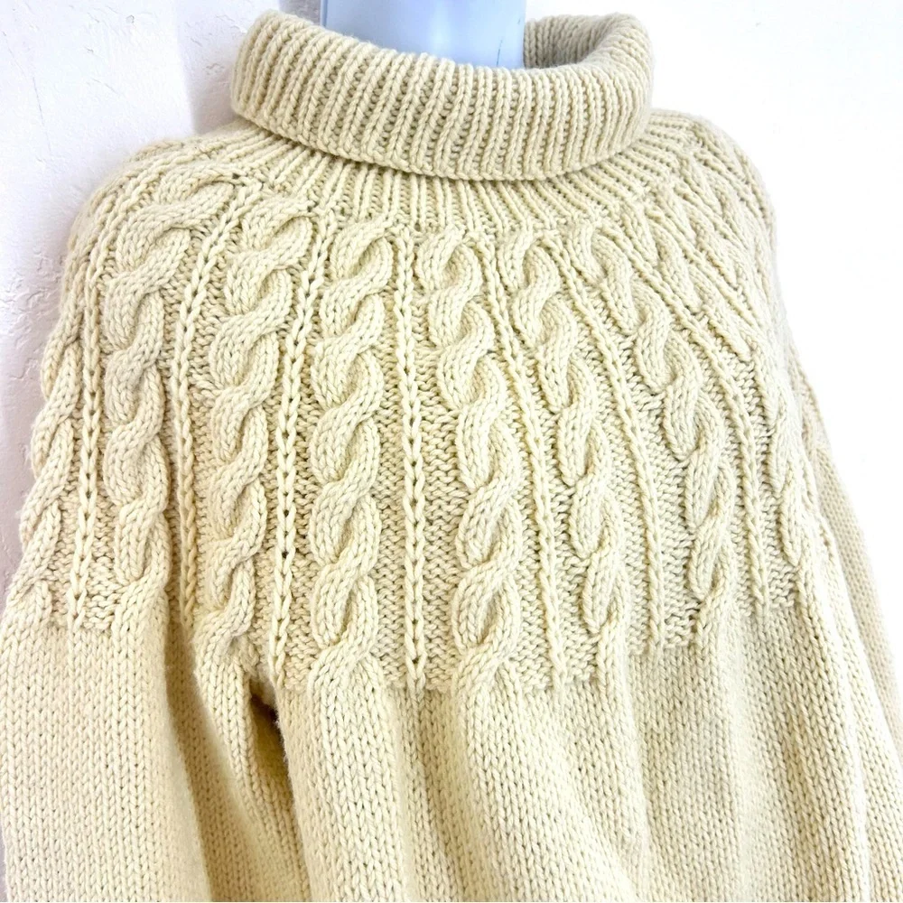 Suigeneris Wool Cable Knit Fisherman Sweater Size L Cream Rory Gilmore